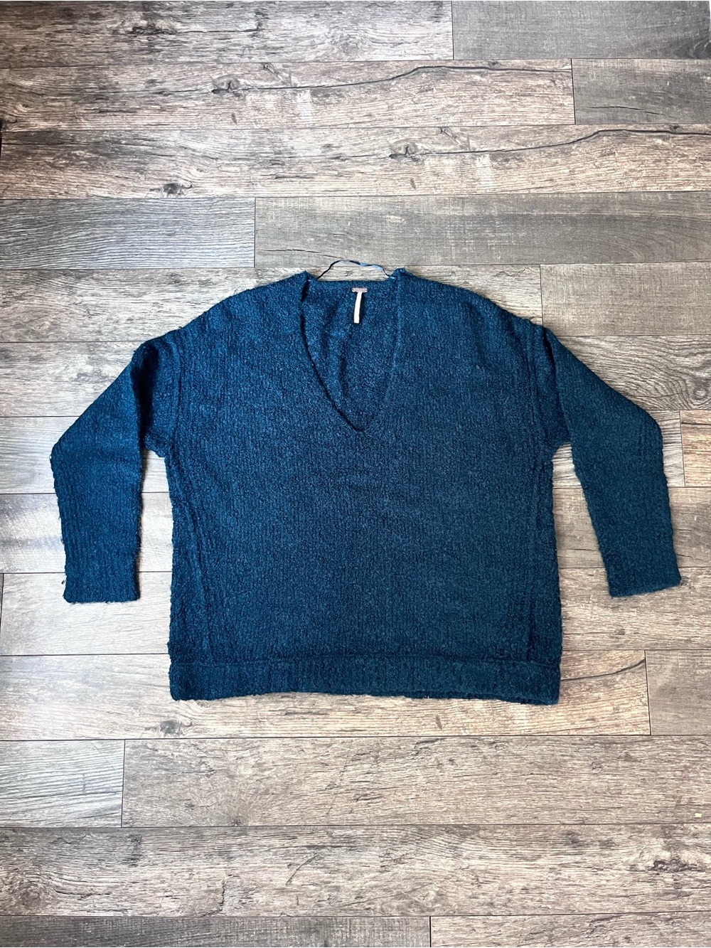 Free People Deep Teal V-Neck Sweater